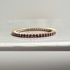 Genuine Pink sapphire eternity band / 14k Solid Rose gold / size 6.5